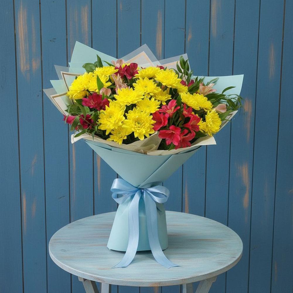 Букет цветов из: Альстромерии и Хризантемы в Нижнесортымском