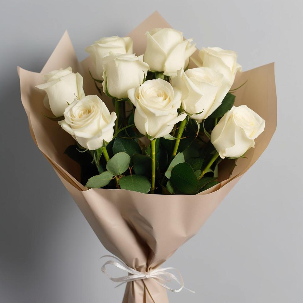 Букет 9 Белых роз Эдлесс Лав в Нижнесортымском