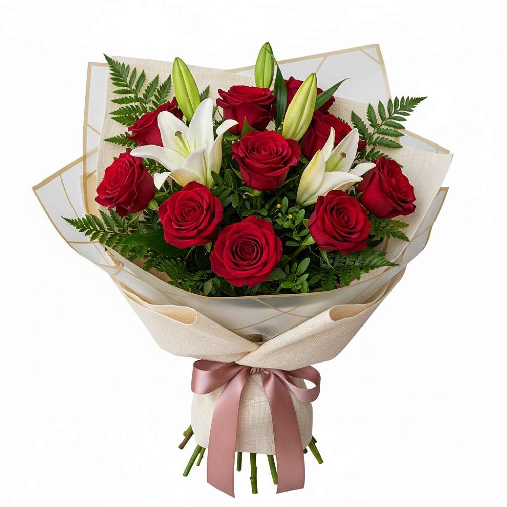 Букет цветов из: Лилии и Розы в Нижнесортымском