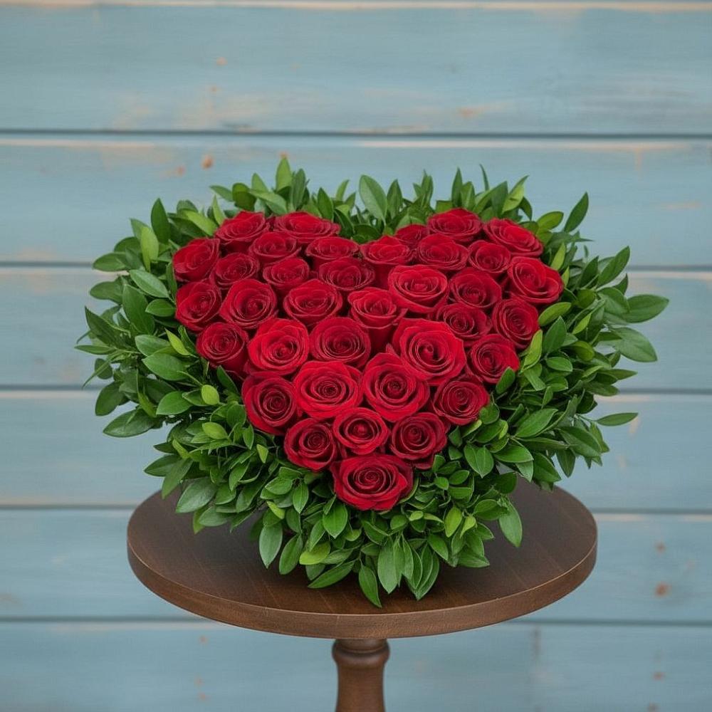 Цветочная композиция из Розы в виде сердца в Нижнесортымском