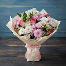 Букет цветов из:  Хризантемы, Альстромерии и Розы в Нижнесортымском