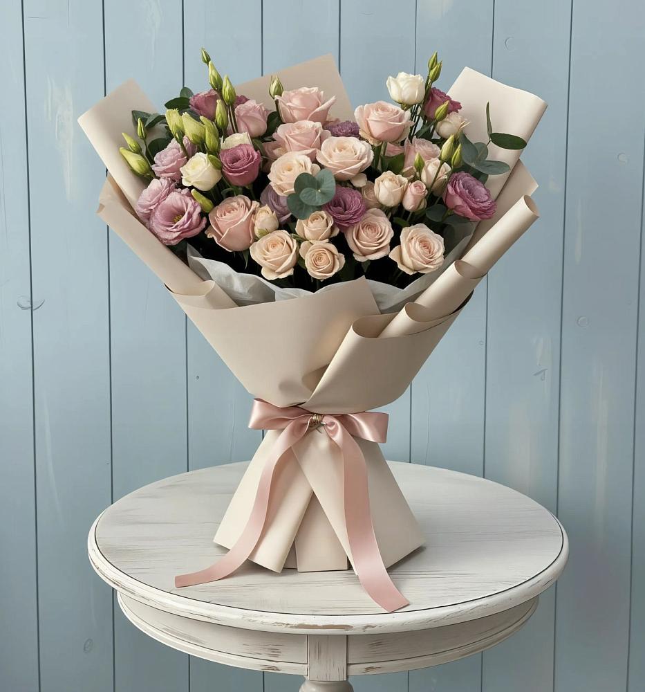 Букет цветов из: Розы и Лизиантусы в Нижнесортымском