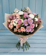 Букет цветов из:  Хризантемы, Розы и Альстромерии в Нижнесортымском