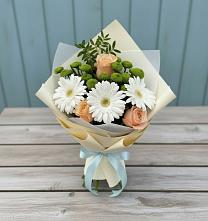 Букет цветов из:  Герберы, Розы и Хризантемы #REPLACE_PRED# Нижнесортымском